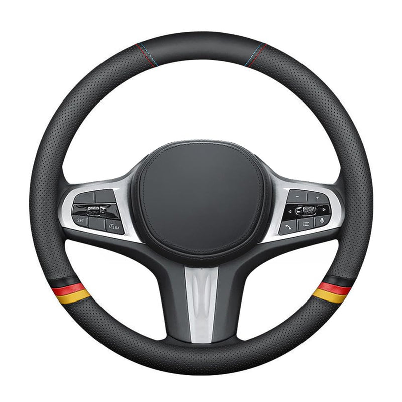 New Nappa Leather Car Steering Wheel Cover, Comfortable, Non-Slip, Sporty Style.for BMW Car Steering Wheel Covers.Black Yellow Black yellow