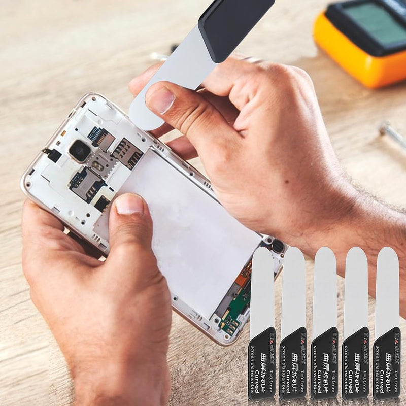 5Pcs Screen Disassembler Pry Tool, Ultra-Thin Stainless Steel Spudger Opening Blade, Professional Mobile Phone & LCD Casing Repair Tool Kit, for Curved LCD Casing, Smartphone, Tablet 5pcs