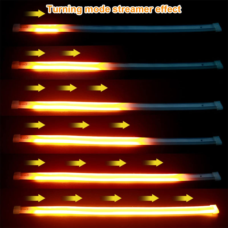 LED Headlight Strip Tube Light, 24 Inch Flexible DRL Daytime Running Light, Waterproof Switchback Sequential Flowing Turn Signal Lamp, Auto Accessories for Most Cars (Red/Yellow) Red/Yellow