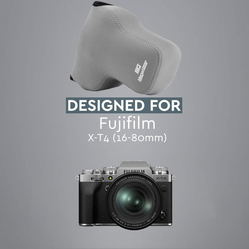 MegaGear MG1918 Ultra Light Neoprene Camera Case Compatible With Fujifilm X-T4, X-T5 (Xf16-80MM) - Gray, PU Leather One Size