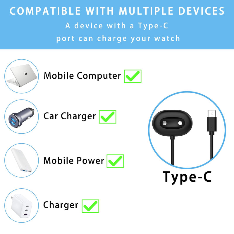 [2-Pack] Charger Dock Compatible with Google Pixel Watch 4, Quick Charging USB-C Charge Cable, Fast-Charging with Side Dock [Only for Pixel Watch 4 41mm and 45mm] (Black, USB-C) Black