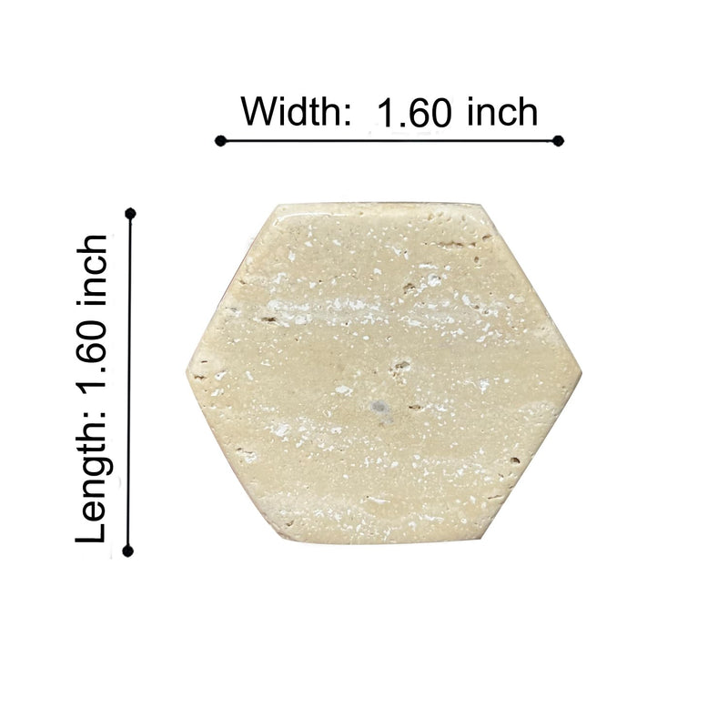 Perilla Home Set of 6 Marble Knobs for Cabinet & Drawers Decorative Travertine Hexagon Knobs for Home Kitchen Cabinet Hardware Cupboard Glass Door Dresser Wardrobe Pulls (Beige)