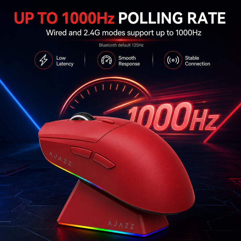 AJAZZ AJ139 V2 MC Tri-Mode Wireless Gaming Mouse, 24K DPI, Red AJ139 V2 MC Red