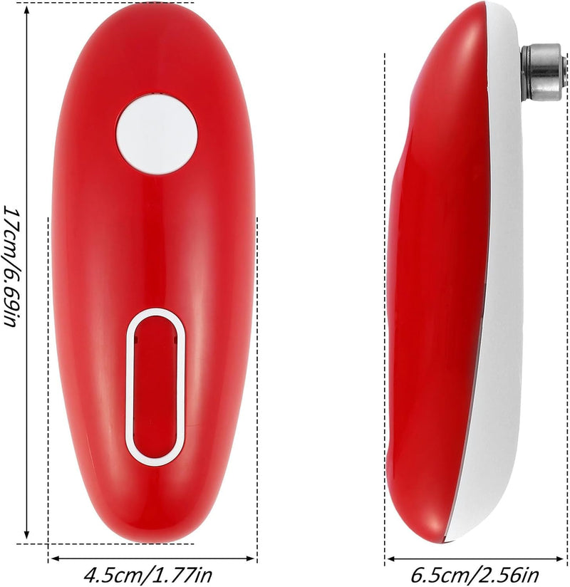 Electric Can Opener, One Touch Hand Free Tin Opener Electric Can Openers for Arthritis Hands Can Openers with One Touch Switch Kitchen Old Man Restaurant Chef's Best Choice-Powerful Safe & Easy Red