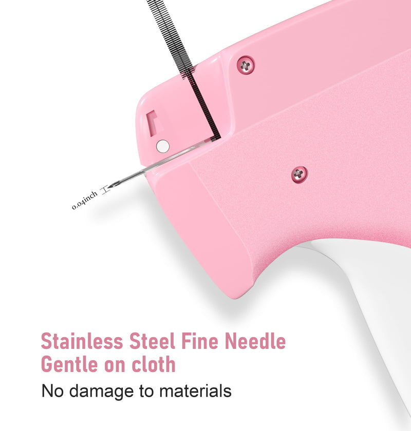Mini Stitch Gun for Clothes, Clothing Tag Gun, Tag Gun Quick Clothing Fixer with 6 Fine Needles, 2000 Pcs Tagging Gun Fasteners (1000 White & 1000 Black) Pink