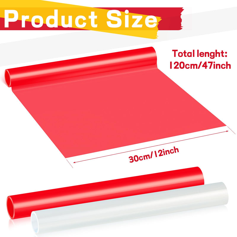 Patelai 2 Rolls 3.94 ft X 11.81 Inches Self Adhesive Repair Light Tape Auto Tail Light Tape Fog Lights Tint Tape Headlight Lens Tape (Red, Clear)