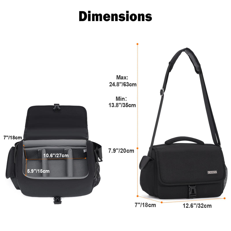 CADeN Camera Bag Case Shoulder Crossbody Bag Compatible for Nikon, Canon, Sony, DSLR SLR Mirrorless Cameras and Lenses (1.0 Black, Large) 1.0 Black