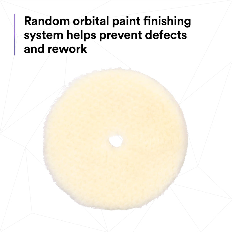 3M Perfect-It Random Orbital Coarse Wool Compounding Pad, 6"/150 mm, White, 34124, Orbital Pads for Automotive Compounding and Polishing 6" 150mm