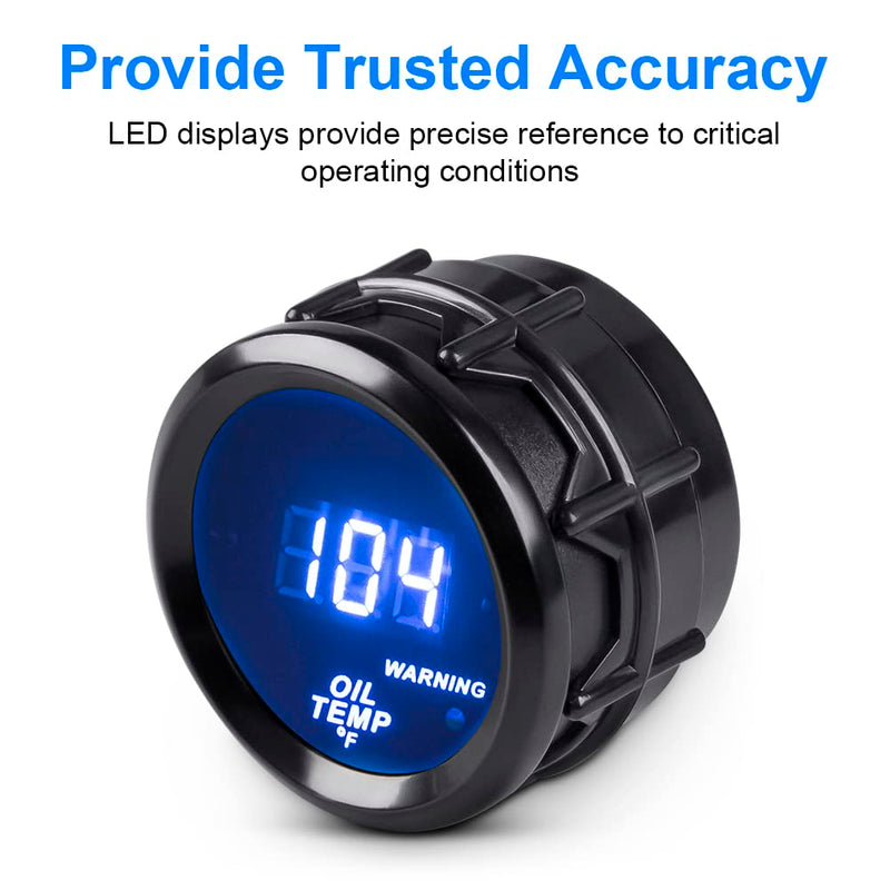 WATERWICH Oil Temp Temperature Gauge Meter Kit 104-302℉ DC12V 2inch 52mm with Thread NPT 1/8" Sensor for Car Truck Vehicle Automotive