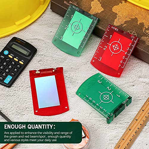 4 Pcs Laser Target Cards with Stand, Magnetic for Green Red Laser Level