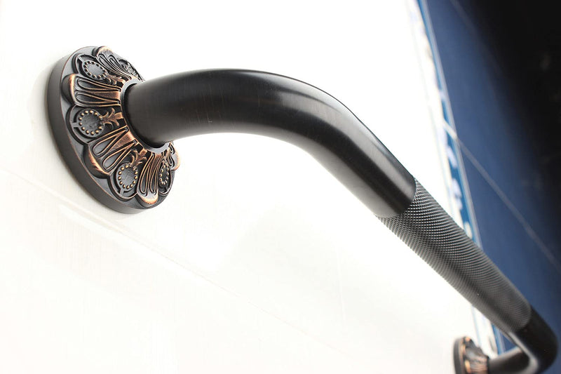 12" Bathroom Anti-Slip Grab bar, Bathtub Textured Shower Bar, Home Saftey Armrest, Toilet Hand Rail, Oil Rubber Bronze Finish 12 Inch BL