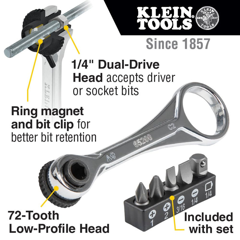 Klein Tools 85515 3-Piece Multi-Bit Impact Screwdriver Set with 8-in-1 Stubby, Mini Ratchet and 4-in-1 Electronics Screwdriver