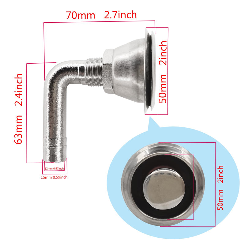 ISURE MARINE Boat Gas Fuel Vent for 5/8" Hose Universal 90°Stainless Steel Marine Boat Flush Mount Fuel Gas Tank Vent