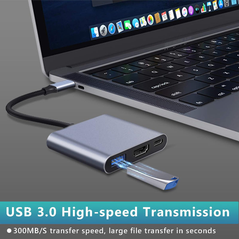 USB C to HDMI Adapter for Mac, 3-in-1 USB C HDMI Adapter with 4K HDMI Output USB 3.0 Port & PD 100W Fast Charging Port for MacBook Pro, iPhone 15, Samsung Gaalaxy S24/S23, Dell XPS, etc