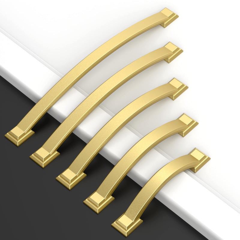 10 Pack Brushed Gold Cabinet Pulls 3''(76mm) Hole Centers,Hardware for Cabinets,Kitchen Cabinet Handles,Arch Cabinet Handles for Bathroom Dresser Drawer Handle Matte Gold 3" Hole Center