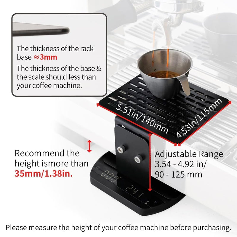 watchget Coffee Weighing Rack Espresso Machine Electronic Scale Weighing Stand Stainless Steel Coffee Scale Rack Stem Waterproof Scale Rod Protection Rack Black square