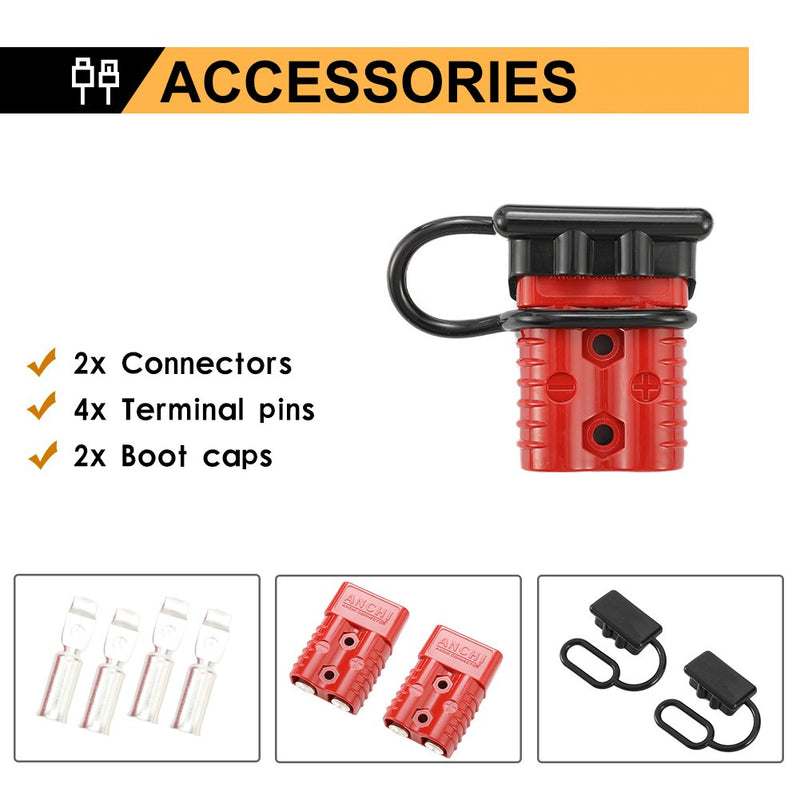 BUNKER INDUST 175A 1/0AWG Battery Quick Connect Wire Harness Plug Kit Battery Cable Quick Connect Disconnect Plug for Winch Auto Car Trailer Driver Electrical Devices,2 Pcs,Red red