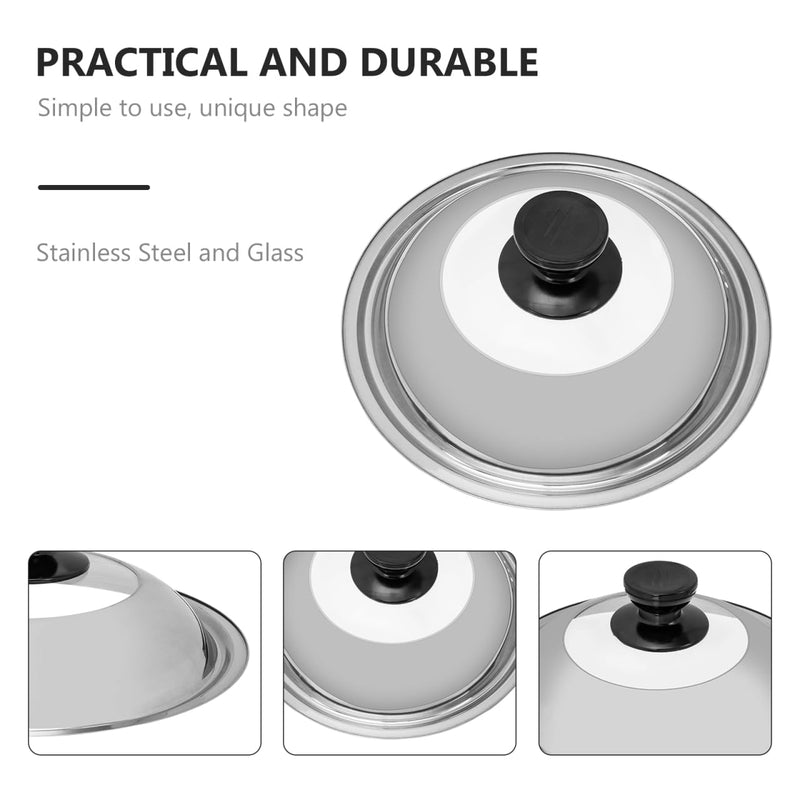 Tofficu 10.23 Inch Thickened Pot Cover Visible Glass Lid with Vent Handle Frying Pan and Wok Cover for Skillet Cooking Kitchen Lid for Home Restaurant Hotel Use 10 Inch