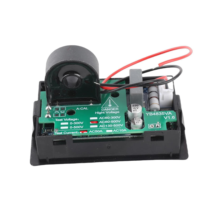 Digital Voltmeter with LED Red and Green Display - 2-in-1 AC Voltage and Amp Meter for 60-500V AC, 0-50A Panel Meter for Voltage and Current Testing