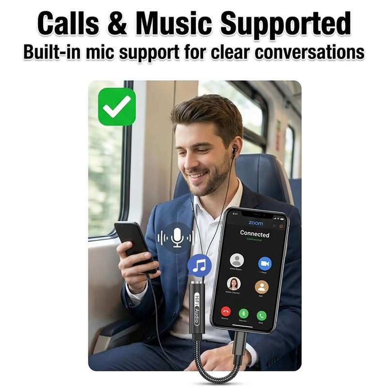 USB C to 3.5mm Hi-Res Audio Adapter, Built-in DAC, Type C to Aux Headphone Jack, Studio Quality Sound, Supports Calls, Compatible with iPhone 15 16 17, Samsung Galaxy S25 S24 S23, MacBook, iPad, Pixel Hi-Res (384kHz, 1 Pack)