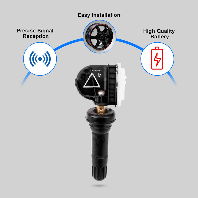 TPMS Tire Pressure Monitoring System Sensor 433MHz GM Preprogrammed 13598773 Replacement Compatible with Chevy Cadillac GMC Buick (4 Packs) 1 4 packs