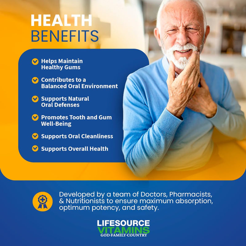 LifeSourceVitamins Tooth & Gum - Anti-B - Support - 90 Caps - Proprietary Formula - LVs, 1 Count (Pack of 1)