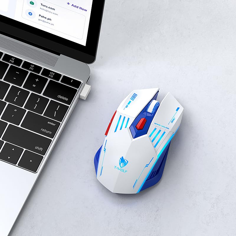 Wireless Gaming Mouse, Tri-Mode Bluetooth 5.1/2.4G/Wired Gaming Mouse, 12800 DPI RGB Computer Mouse with 7 Programmable Buttons, USB-C Rechargeable Ergonomic PC Gaming Mouse for Laptop Mac Windows