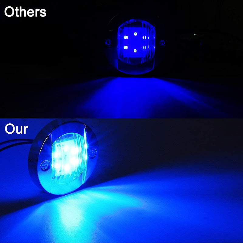4Pcs Marine Boat LED Lights, 2.95inch Navigation Boat lights, Boat Stern Light, Courtesy Lights, Boat Interior Lights for Yacht, Fishing, Pontoon Boat, Sailboat, Kayak, 12V (Blue) 4PCS Blue