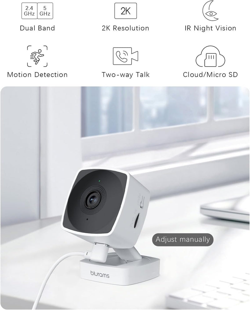 blurams 3-Pack Cameras for Home Security, 2K Outdoor Security Camera Bundle, Indoor/Outdoor Camera w/AI Motion Detection, 2-Way Audio, Compatible with Alexa&Google Home
