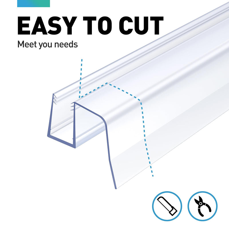 Sliding Shower Door Bottom Seal, 2 PCS 3/8" x 36" Sliding Shower Door Sweep for 3/8Inch Glass, Frameless Glass Door Seal Strip Stop Shower Leaks and Create a Water Barrier For 3/8" Glass