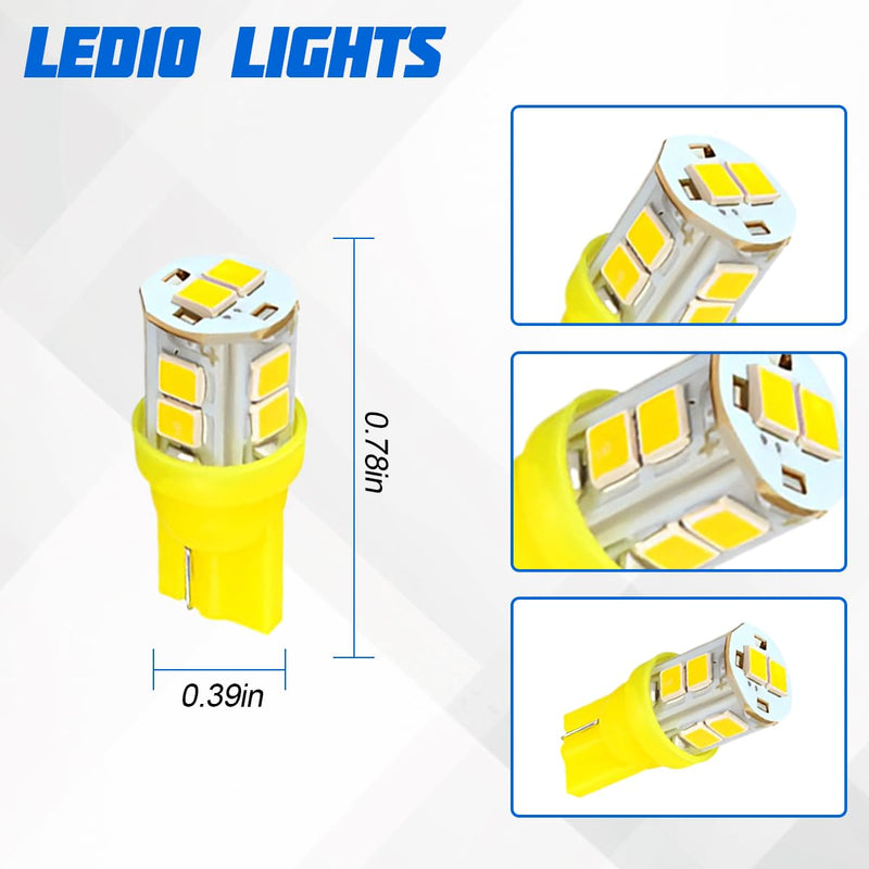 24PCS Car Interior Bulb Kit Set, T10 31 mm 42 mm 12 Volt Vehicle Dome Light LED Bulbs Replacement, Automotive Map License Plate Trunk Lamps, Universal for SUV RV Truck (Yellow) Yellow