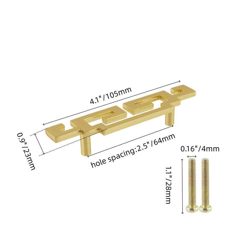 4 Pcs Chinese Hollow Gold Handle, Zinc Alloy Gold Cabinet Handles, New Chinese-Style Cabinet Door Handles with Screws, 2.5"/64mm Hole Distance 4
