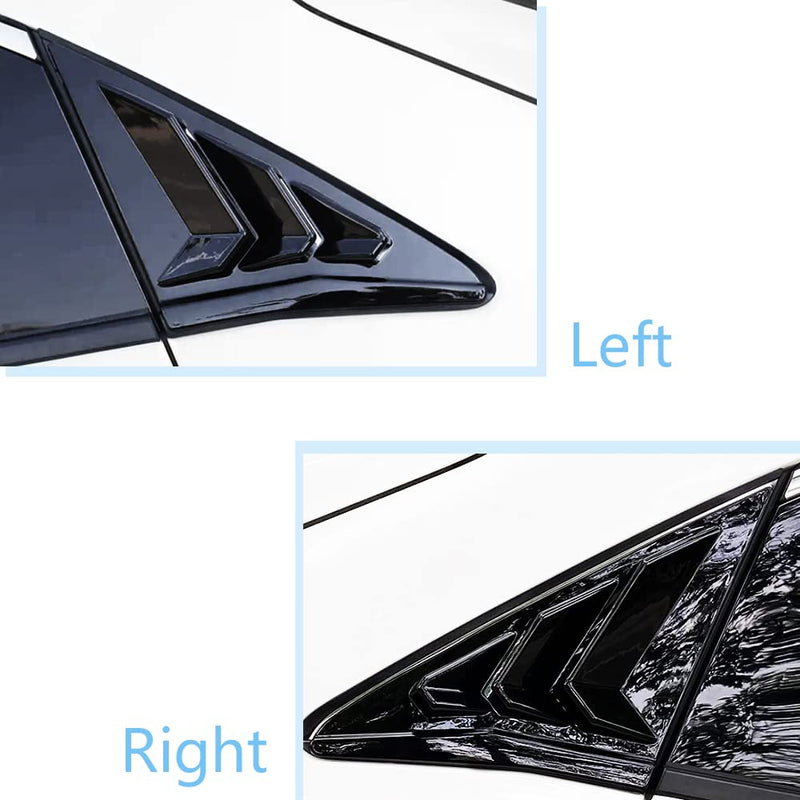  [AUSTRALIA] - for Honda 10th Gen Civic 2016-2021 Rear Side Window Louver Decorate Cover Rear Air Vent Window Louvers Blinds Covers Auto Accessories (for 10th Gen Civic Hatchback, Bright Black)
