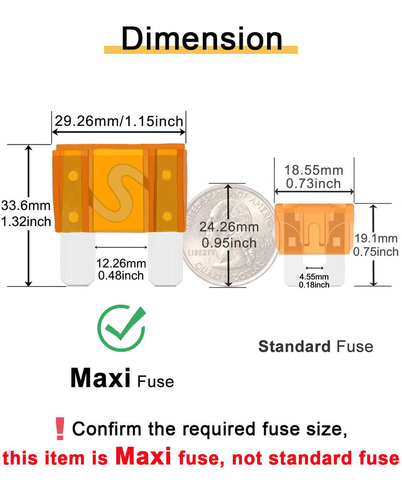 10pcs 40AMP Maxi Fuses - 40A 32V Automotive Blade Fuse for Auto, Car, Rv, Boat, Truck