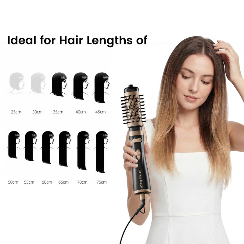 Rotating Hair Dryer Brush, 3-in-1 Hot Air Brush with 2 Brushes (1.5"&2") for Drying Styling Volumizing Curling Sleeking in One Step, 3 Temperatures, Negative Ionic, Ceramic Coating