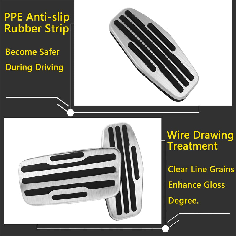 No Drill Steel Brake Accelerator Gas Pedal Pad Cover Compatible for Chevrolet Silverado 1500 2500 3500 2020-2024, Compatible for GMC Yukon Sierra 2021-2024 Anti Slip Mat Interior Parts