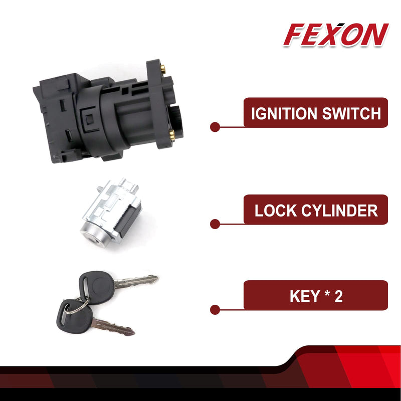 FEXON Ignition Switch & Ignition Lock Cylinder with 2 Keys Compatible with 1997-2005 Chevy Malibu Impala Monte Carlo Olds Alero Grand Am Repalces 12458191 22599340
