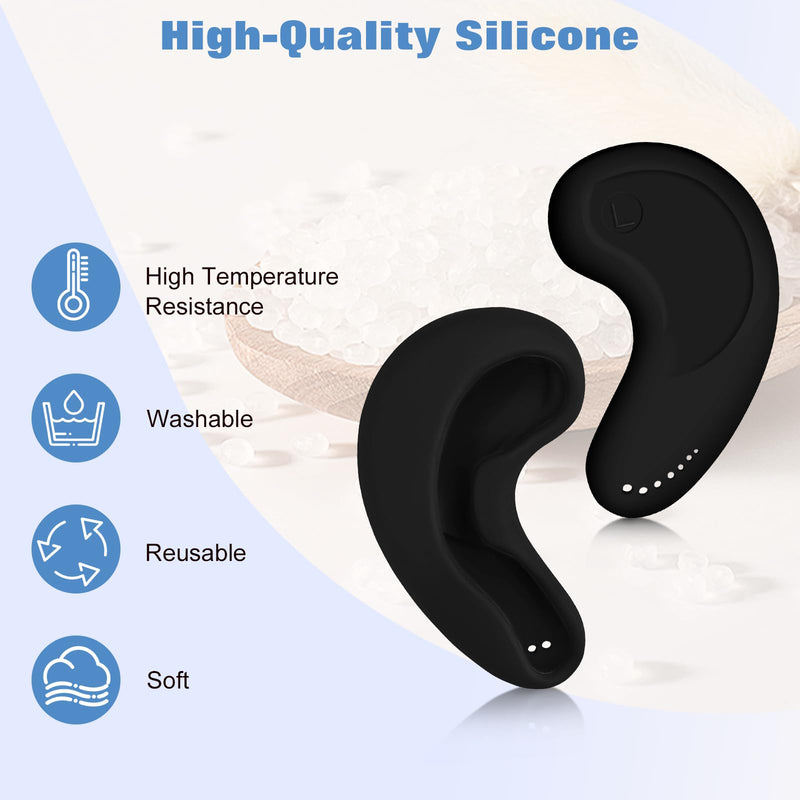 FERNIDA Silicone Ear Covers for Dryer & Hair Dye & Heat Iron, High-Temp Resistance & Reusable Ear Protectors Pair for Salon Home Black