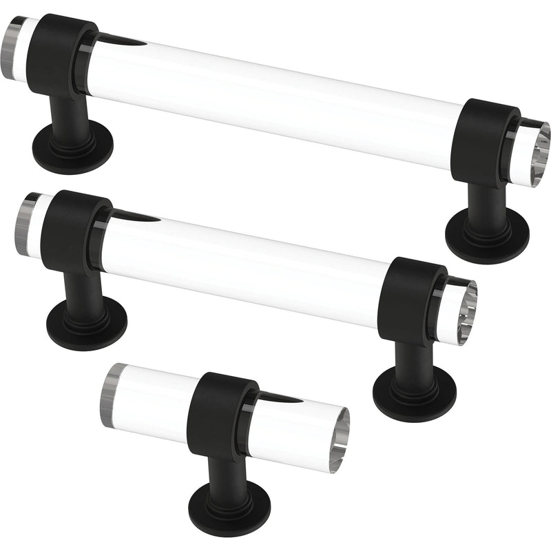 Franklin Brass Francisco Acrylic Bar (5-Pack) Cabinet Handles 3-3/4' Hole Center Matte Black/Clear Kitchen Drawer Pulls Dresser, Furniture Hardware P44309-BCL-B 3-3/4" (96mm)