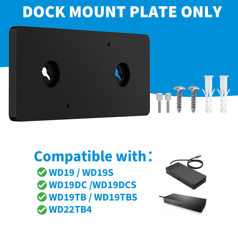 Under Desk Mount and Wall Mount Compatible with Dell WD19 / WD19S / WD19DC / WD19DCS / WD19TB / WD19TBS / WD19TB / WD22TB4 Dock, Acrylic Docking Station Holder (Black Holder Only)