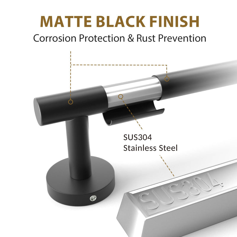 Luxbaro Matte Black Towel Bar Set, Modern 24 Inch Bathroom Hardware Set, Wall Mounted Bathroom Accessories Set, Durable SUS304 Stainless Steel, 4-Piece 26 Inch Matte Black-4pcs