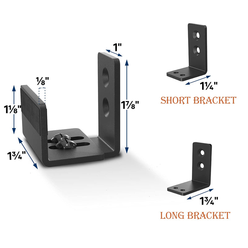 EaseLife Sliding Barn Door Bottom Floor Guide,U Shape,Flexible Adjustable Fit Distance,Flush Flat Bottom Design,Wall Mount System,for Door & Cabinet,Black,4 Pack 4 Pieces Black