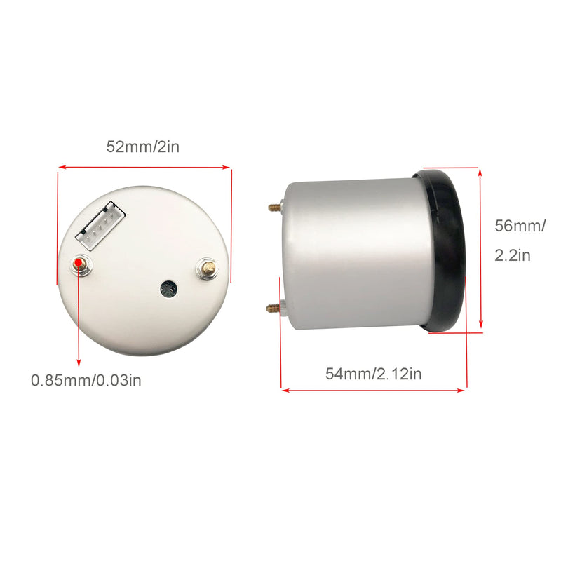 Oil Pressure Gauge 52mm Oil Press Meter with 1/8 NPT Male Thread Sensor,with Cup,2'',7 Colors, 0-140 PSI, Digital LED