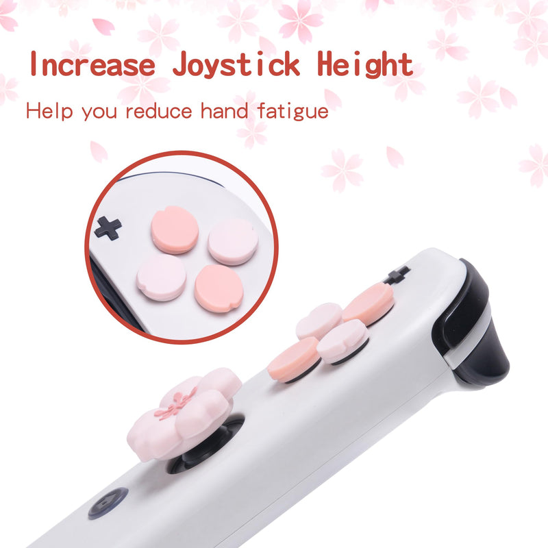 GeekShare Silicone Cross D-Pad Button Caps Set Cute Joystick Cover - ABXY Key Buttons Sticker Compatible with Nintendo Switch/OLED Joy Con - Sakura