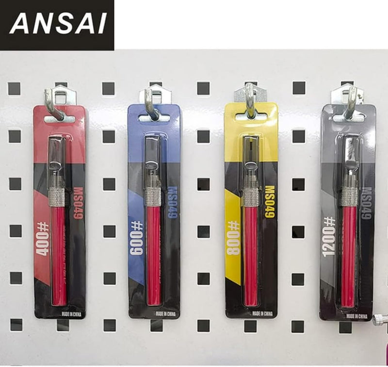 ANSAI Precision File Set for Scale Model Hobbies Tools Plastic Models, File File Pen, 400,600,800,1200 Grit (A Set of 4) (A Set of 4)
