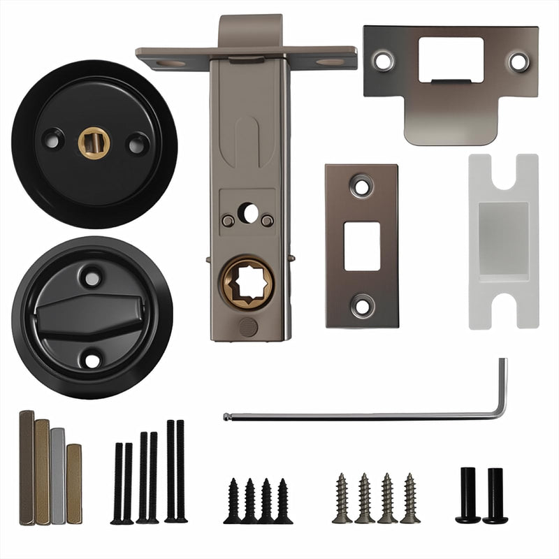Flat Door Knob, Flush Mount Low Profile Door Knob, Stainless Steel Round Recessed Door Knob, Hidden Cup Door Knob, Pocket Door Knob Without Keys for Space Saving(Black)