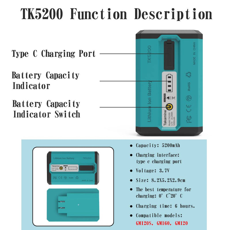 Takamine Lithium Battery TK5200 GM120S/GM160/GM120 Laser Level