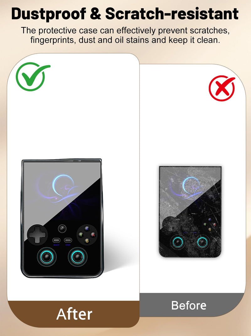 Arxonis Tpu Protective Case for Anbernic RG477V Handheld Game Console, Full-Body Protective Cover with Precise Cutout, Shockproof Dustproof Protector Sleeve & Scratch-Resistant Sleeve (Black) Black
