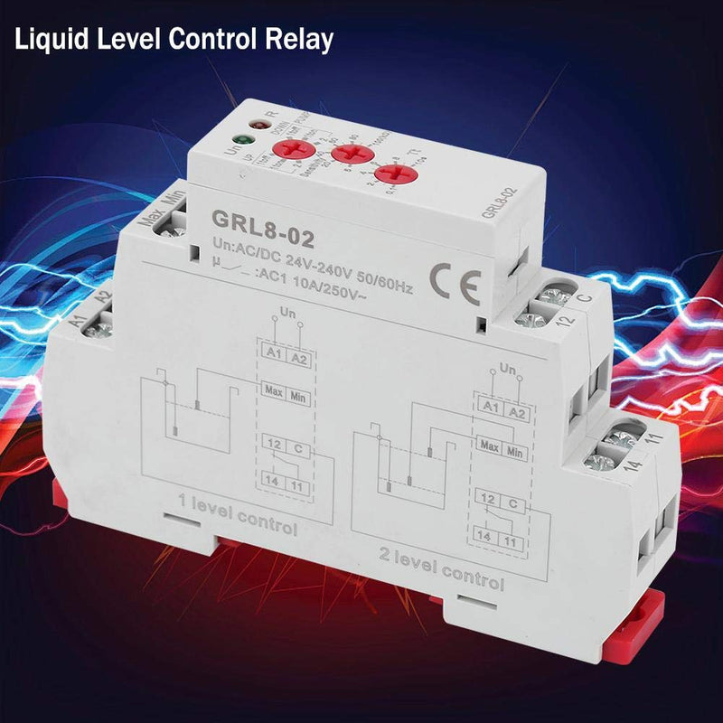 Liquid Level Control Relay GRL8-02 Pool Water Level Controller with DIN Rail Mount for Liquid Level Monitoring