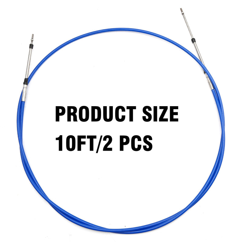 Saihisday 10FT Marine 33C Throttle Shift Remote Control Box Cable Replacement for Yamaha Outboard Engine Boat Motor Steering System Blue(2PCS)